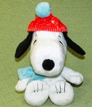 HALLMARK CHRISTMAS SNOOPY PLUSH 8&quot; PEANUTS STUFFED ANIMAL RED HAT BLUE S... - £8.65 GBP