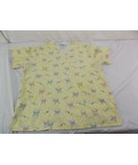 SB Scrubs Yellow Multi Colored Butterfly Pattern Scrub Top Large 140232 - $18.46 CAD
