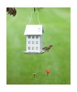 Farmhouse Bird Feeder Quaint White All Metal Attract Dazzling Beauties New - £38.75 GBP