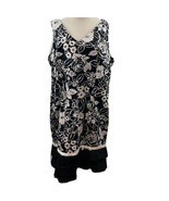 Kari&#39;s Place Women&#39;s Dress Black &amp; White Floral Print Size 16 Hem Ruffle... - $13.23 CAD