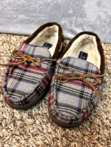 Brooks Brothers Slippers Mens Size 8M Gray Plaid Textile fleece Lined - £39.95 GBP