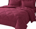 King Comforter Set With Sheets 7 Pieces Bed In A Bag Burgundy All Season... - $127.99