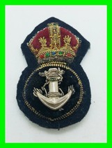 Original WWII British Royal Navy Officer Heavily Padded Bullion Cap Badge Patch - £23.97 GBP