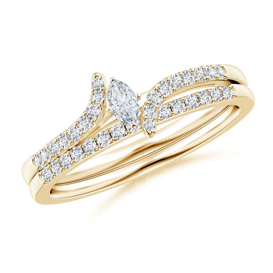 ANGARA Marquise Diamond Bypass Bridal Set with Accents in 14K Solid Gold - $1,882.32