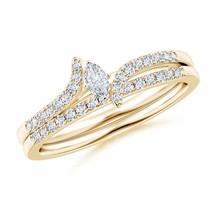 ANGARA Marquise Diamond Bypass Bridal Set with Accents in 14K Solid Gold - £1,481.22 GBP