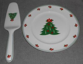 2 pc Christopher Stuart YULETIDINGS PATTERN Cake Set HOLIDAY - CHRISTMAS - $15.83