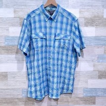 ExOfficio Crinkled Short Sleeve Ventilated Hiking Shirt Blue Plaid Mens XL - £27.64 GBP