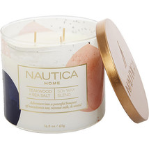 Nautica Teakwood &amp; Sea Salt By Nautica Candle 14.5 Oz - £18.92 GBP