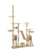 Cat Tree with Sisal Scratching Posts 230-250 cm Beige - £104.33 GBP