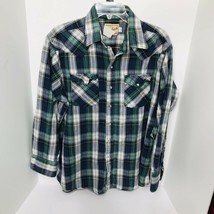 Vintage Woolrich Western Flannel Plaid Pearl Snap Shirt Men’s XL Ranch Wear - $24.70