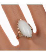 sz7 14k Ming&#39;s of Hawaii White Jadeite ring - £670.86 GBP