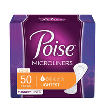 Poise Daily Incontinence Microliners for Women, Long, 50 Ct - $9.49