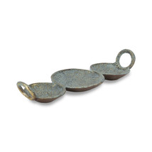 14&quot; Blue and Gold Round Distressed Cast Iron Tri Circle Vanity Tray With... - $1,442.38 MXN
