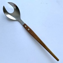 Vintage K.G.G. Rostfrei Salad Server Metal Spork Utensil Wood Handle MCM - £22.36 GBP