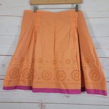 Sigrid Olsen Orange Magenta Pink Embellished Eyelet Skirt Size 12P NWT - $21.78