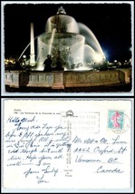 FRANCE Postcard-Paris, Fountains De La Concorde At Night B40 - £2.51 GBP