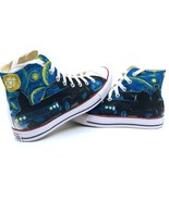 Supernatural Van Gogh&#39;s Starry Night Sneakers, Fan Art Custom Hi Top Con... - £78.21 GBP+