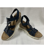 Rieker Navy Blue Wedge Sandals with Sequin Detail size 42 Comfort - £20.47 GBP