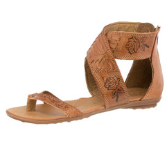 Womens Light Brown Authentic Mexican Huaraches Leather Sandals Ankle Zip... - £27.64 GBP