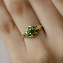 1Ct Round Cut CZ Green Emerald Cluster Engagement Ring 14K Yellow Gold Plated - £89.91 GBP