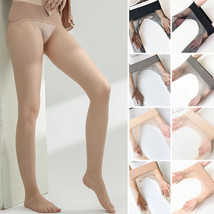 Womens Sheer See-through Seamless Pantyhose Open Crotch Tights Glossy St... - £5.99 GBP