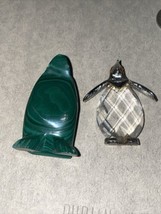 Green Stonecraft Penguin And Glass 2 Inch Figurines - £6.05 GBP