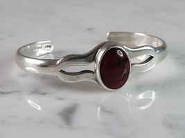 Womens Vintage Estate Sterling Silver Southwestern Red Jasper Cuff Bracelet 23.5 - £98.79 GBP