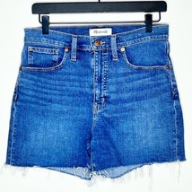 MADEWELL high rise denim shortie cutoff jean shorts size 26 medium wash - £22.82 GBP