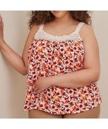 Torrid Sleeveless Gauze Crochet Lace Detail Orange White Floral Tank Top... - €21,39 EUR