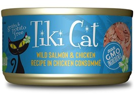 Tiki Pets Cat Napili Luau Wild Salmon &amp; Chicken 2.8oz.(Case of 12) - £35.56 GBP
