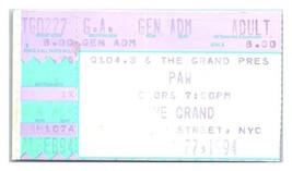 Patte Concert Ticket Stub Février 22 1994 New York Ville - £32.65 GBP