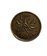 1938 Canada One Cent Penny Coin Circulated VG - €1,21 EUR