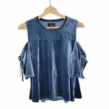 Walter Baker | Blue Velvet Cold Shoulder Top, size large - £23.00 GBP