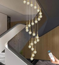 Flashing God Foyer Crystal Bubble Light Fixture Chandelier Gold High Cei... - $4,668.43 MXN