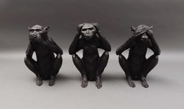 Maitland Smith Vintage Bronze Speak, Hear, See No Evil Monkey Sculpture Set Of 3 - £638.67 GBP
