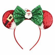 Disney Very Merry Christmas Mickey Mouse Santa Ears Snowflake Sequin Headband - £10.27 GBP