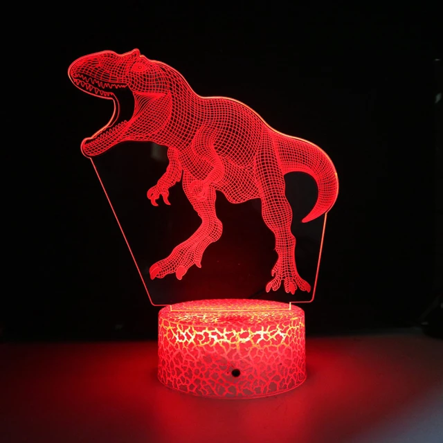 Dinosaur Night Light Led 3D Illusion Lamp USB Plug crack Base - £16.10 GBP