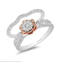Enchanted Disney Fine Jewelry 2 CTTW Belle Rose Bridal Set For Wedding Ring Set - £56.29 GBP