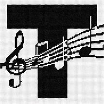 Pepita Needlepoint Canvas: Letter T Music Notes, 7&quot; x 7&quot; - £39.82 GBP+