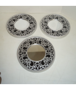 Lot of 3 Decorative Mirror Round 10&quot; Diameter Silver/Black Plastic Unbra... - $46.97 CAD
