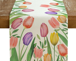 Tulips Spring Table Runner 13 X 72 Inch, Floral Decorative Rustic Farmho... - £16.91 GBP