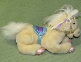 12&quot; Aurora Horse Plush With Satin Saddle Hooves Yellow Cream Stuffed Animal Toy - £17.93 GBP
