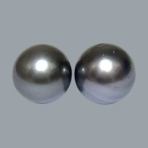 A Pair 25-Carat 12.2 x 12mm Tahitian South Sea Peacock Gray Green Pearl Loose - £86.79 GBP