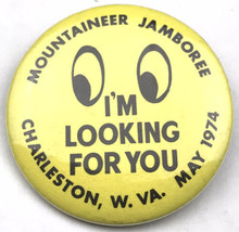 Mountaineer Jamboree 1974 Charleston West Virginia Vintage Pin Button Pinback - £14.97 GBP