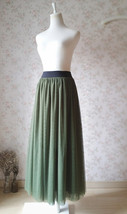 Army Green Long Tulle Skirt Plus Size Floor Length Bridesmaid Tulle Skirt  image 5