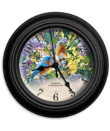 Reflective Art Spring Interlude Clock With Bluebirds Flower Garden 10" - $31.95