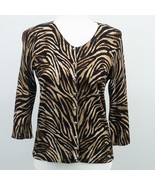 White House Black Market Sweater Snap Button Animal Print Black Brown 3/... - £14.53 GBP