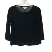 NWT Womens Petite Size Small PS Coldwater Creek Black Velour Boat Neck Top - £22.31 GBP