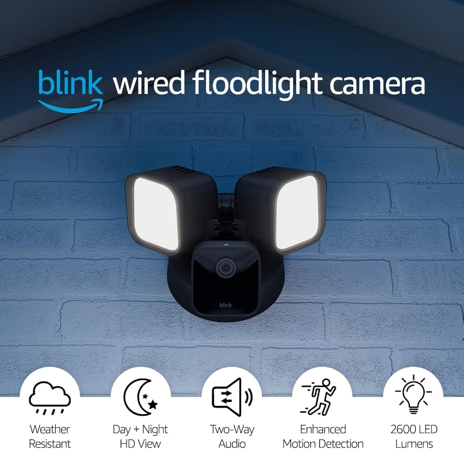 Blink Wired Floodlight Camera  Smart security camera, 2600 lumens, HD live view,