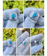 Natural Turquoise Skyblue Silver Handmade Ring - $172.96